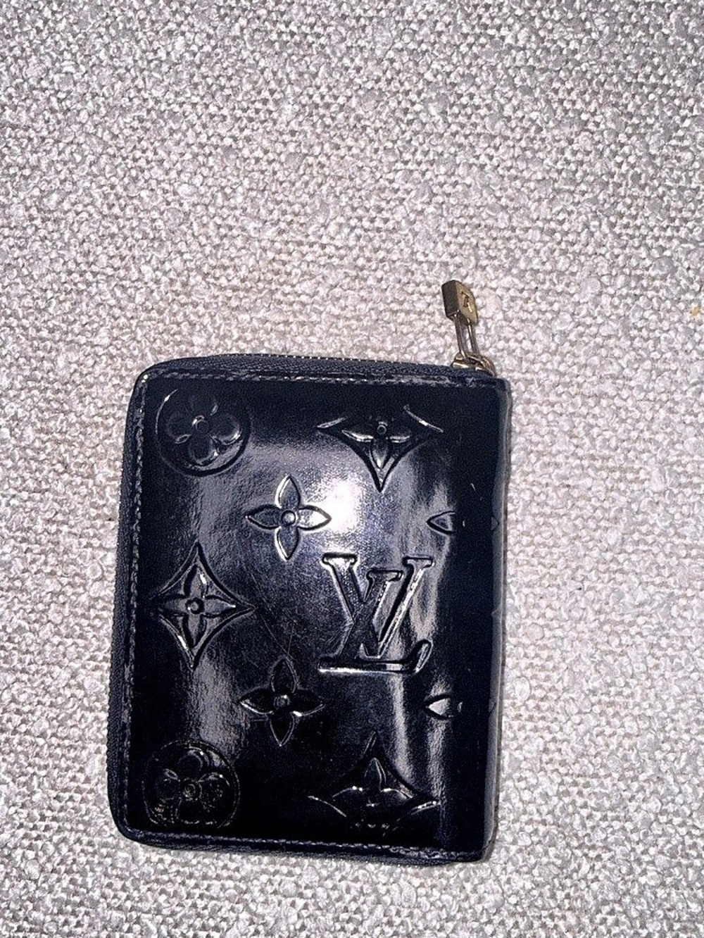 Louis Vuitton Monogram Vernis Zippy Compact Wallet Black & Blue